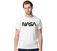 BLAK TEE Men's Official Classic NASA Worm Logo T-Shirt M White