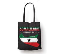 BLAK TEE Somaliland Country Flag 1991 Organic Cotton Reusable Shopping Bag Black