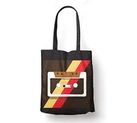 BLAK TEE Vintage Retro Tape Cassette Organic Cotton Reusable Shopping Bag Black