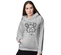 BLAK TEE Women's Detailed Mandala Elephant Illustration Hoodie L Grey