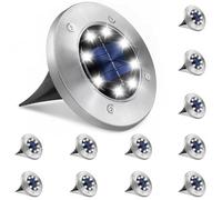 Blakapoo Solar Lights Outdoor Garden Stake, Cool White, 12 Pack Solar Ground Lights, 8 Led Disk Outdoor Garden, Waterproof IP65, Solar Path Lights for Lawn, Yard, Stairs, Patio, Pathway, Landscape