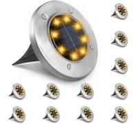 Blakapoo Solar Lights Outdoor Garden Stake, Warm White, 12 Pack Solar Ground Lights, 8 Led Disk Outdoor Garden, Waterproof IP65, Solar Path Lights for Lawn, Yard, Stairs, Patio, Pathway, Landscape