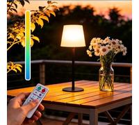 Blakapoo Solar Outdoor Table Lamp USB Rechargeable, Waterproof Shower Lamp, with Light Sensor and Remote Control, Dimmable Warm White and RGB Desk Lamp for Garden, Patio, Restaurant, Camping