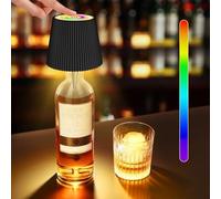 Blakapoo Wireless Bottle Lamp, Warm White RGB Dimmable Touch Control Tabletop Light, USB-C Rechargeable LED Wine Bottle Lamp, Decorative Light Bulbs for Party, Bars, Restaurants, Waterproof, 1 Pack