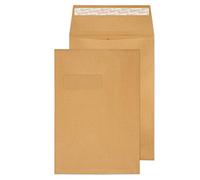 Blake Cream Manilla Gusset Window Envelope Peel and Seal C4 229x324x25mm 140 gsm Pack of 100