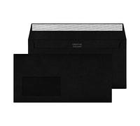 Blake Creative Colour - Coloured Black DL+ Window Envelopes (114 x 229 mm) - Pack of 500 - FSC Certified - 120GSM - Peel and Seal Black Envelope - Invitation Envelopes/Card Making Supplies (214W)