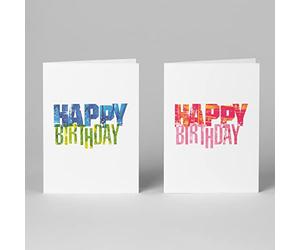 Blake Happy Birthday Note Cards - Designs for him and for her with envelopes Pack of 10 - A6 148 mm x 105 mm