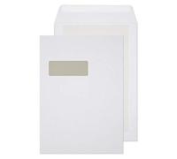 Blake Purely Packaging C4 324 x 229 mm Board Back Pocket Peel & Seal Envelopes Window (12901) White - Pack of 125