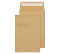 Blake Purely Packaging C4 324 x 229 x 25 mm 130 gsm Gusset Pocket Peel & Seal Window Envelopes (1992MW) Manilla - Pack of 125
