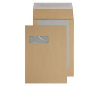Blake Purely Packaging C4 (A4) 324 x 229 mm Board Back Pocket Peel and Seal Envelopes Window (13901MW) Manilla - Pack of 125