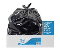 Blake & White 10 kg Capacity Black Sacks - Purely Smile Ultra Durable & Sustainable Recyclable Bin Bags - Medium Duty Liners for Household, Office, and Kitchen - Box of 200 - 18”X29”X33”
