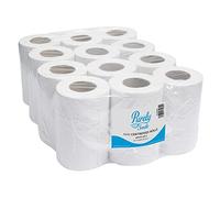 Blake & White 2 Ply, 60m Mini Centrefeed White Tissue Rolls 12 Pack - Purely Smile Paper Towel Roll for Wiping Surfaces & Drying Hands - Strong & Ultra Absorbent Tissue Paper Roll | PS1204