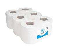 Blake & White 2 Ply Centrefeed White Tissue Rolls - Purely Smile 6 Pack, 400 Sheets Paper Towel Roll for Wiping Surfaces & Drying Hands - Strong & Ultra Absorbent Tissue Paper Roll - PS1215