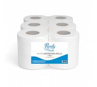 Blake & White 2 Ply Centrefeed White Tissue Rolls - Purely Smile 6 Pack, 400 Sheets Paper Towel Roll for Wiping Surfaces & Drying Hands - Strong & Ultra Absorbent Tissue Paper Roll - PS1215