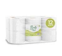 Blake & White 2 Ply Mini Jumbo Toilet Rolls 12 Pack - Purely Kind 62mm Highly Absorbent Toilet Paper for Home and Leisure Centers - Ultra Durable Tissue Roll of 150m