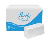 Blake & White C Fold 2 Ply White Paper Towels | Purely Smile Disposable Hand Towels for Dispenser - Ideal for Kitchens, Restrooms, Offices, and Commercial Use | Box of 2400 | PS1022