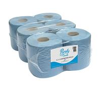 Blake & White Centrefeed Blue Roll - Purely Smile 1 Ply Tissue Roll for Wiping Surfaces & Drying Hands - Strong & Ultra Absorbent Blue Rolls 6 Pack - 300m Per Roll