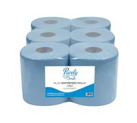 Blake & White Centrefeed Blue Rolls 6 Pack - Purely Smile 2 Ply Tissue Roll for Wiping Surfaces & Drying Hands - 400 Sheets Strong & Ultra Absorbent Blue Roll | PS1214