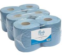 Blake & White Centrefeed Blue Rolls 6 Pack - Purely Smile 2 Ply Tissue Roll for Wiping Surfaces & Drying Hands - 400 Sheets Strong & Ultra Absorbent Blue Roll | PS1214