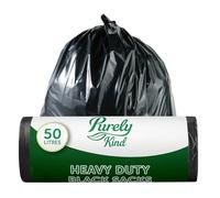 Blake & White Purely Kind Black Sacks 50L - Ultra Durable & Eco Friendly Recyclable Bin Bags - Heavy Duty Bin Liners for Household, Office, and Kitchen - Roll of 30