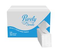 Blake & White Z Fold 2 Ply White Paper Towels PS1001 - Purely Smile Disposable Hand Towels for Dispenser - Ideal for Kitchens, Restrooms, Offices, and Commercial Use | Box of 3000