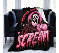 BLAKIN Halloween Horror Movie Blanket, Ghost-Face Fluffy Flannel Microfiber Fleece Blanket for Couch, Bed, Sofa