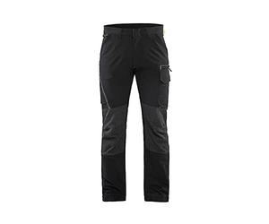 Blaklader 142216459933D96 4-Way Stretch Service Work Trousers, Black/Yellow, Size D96