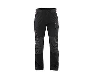 Blaklader 142216459956C146 4-Way Stretch Service Work Trousers, Black/Red, Size C146