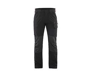 Blaklader 142216459956C48 4-Way Stretch Service Work Trousers, Black/Red, Size C48