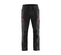 Blaklader 145618459956D120 Service Work Trousers with Stretch, Black/Red, Size D120