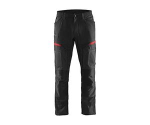 Blaklader 145618459956D120 Service Work Trousers with Stretch, Black/Red, Size D120