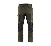 Blaklader 145918454599D104 Service Stretch Work Trousers, Dark Olive/Black, Size D104