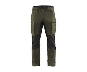 Blaklader 145918454599D104 Service Stretch Work Trousers, Dark Olive/Black, Size D104