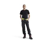 Blaklader 152216459933C46 4-Way Stretch Craftsman's Work Trousers, Black/Yellow, Size C46