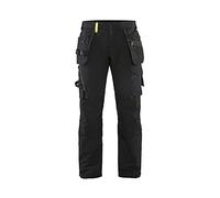 Blaklader 152216459933D108 4-Way Stretch Craftsman's Work Trousers, Black/Yellow, Size D108