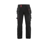 Blaklader 152216459956C44 4-Way Stretch Craftsman's Work Trousers, Black/Red, Size C44