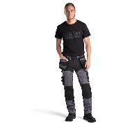 BLÅKLÄDER Trousers 15991860 Cotton, PL (Polyester) Mid Grey, Black Size 46R