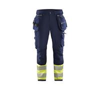 Blaklader 199316428933D112 Hi-Vis 4-Way Stretch Trousers, Navy/Yellow, Size D112