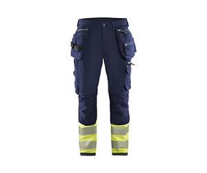 Blaklader 199316428933D112 Hi-Vis 4-Way Stretch Trousers, Navy/Yellow, Size D112