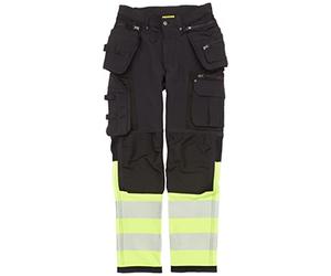 Blaklader 199316429933D108 Hi-Vis 4-Way Stretch Trousers, Black/Yellow, Size D108