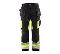 Blaklader 199316429933D88 Hi-Vis 4-Way Stretch Trousers, Black/Yellow, Size D88