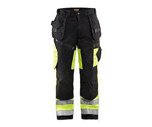 Blaklader 199316429933D88 Hi-Vis 4-Way Stretch Trousers, Black/Yellow, Size D88