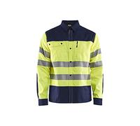 Blaklader 325518173389M Hi-Vis Work Shirt, High Vis Yellow/Navy, Medium