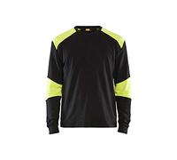 Blaklader 345717618933L Heavy Flame Retardant Long Sleeve T-Shirt, Navy/Yellow, Size L