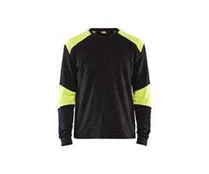 Blaklader 345717618933L Heavy Flame Retardant Long Sleeve T-Shirt, Navy/Yellow, Size L