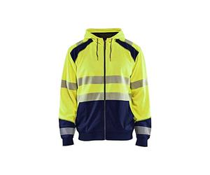 Blaklader 35462528 High-Viscose Hooded Sweatshirt, Yellow/Navy, Size M