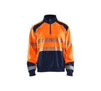 Blaklader 355625285389L High Vis Sweatshirt with Half Zip, High Vis Orange/Navy Blue, Size L