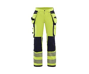 Blaklader 719716423389D19 Women's 4-Way Stretch Hi-Vis Trousers, High Vis Yellow/Navy, Size D19