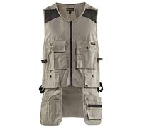 Blaklader Men's Ripstop Kangaroo Mesh Work Vest with Utility Pockets, Stone, S