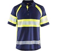 BLAKLADER Polo Shirt 33381051 PL (Polyester) Navy Blue, Yellow Size XL